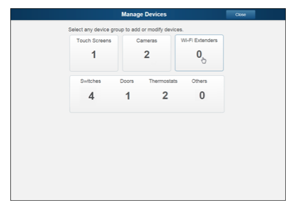 Manage Devices Select Device Group Screen