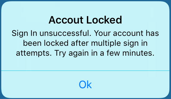 Tap Ok on Account Locked message