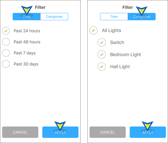 All Lights Activity Filter Screen