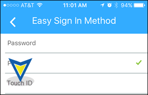 Tap Touch ID on the Easy Sign In Method screen