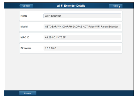 Wi-Fi Extender Details Screen