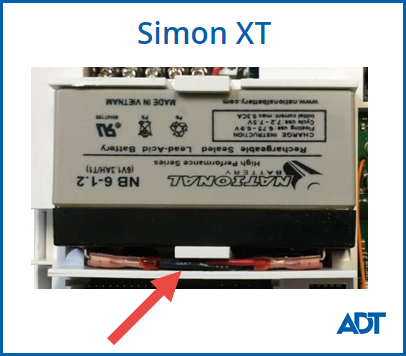 Insert new battery into the Simon XT Panel
