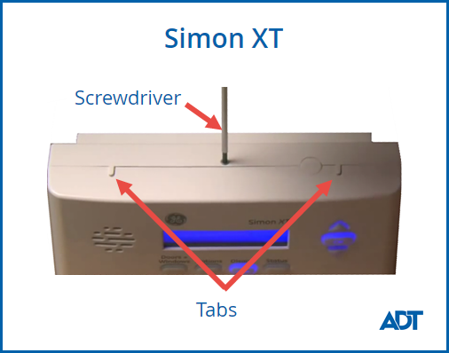 Simon XT System Panel screw and tab locations