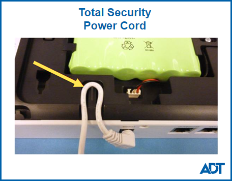 Loop the Total Security System's power cord up and into the recess below the battery pack