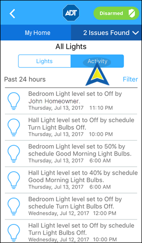 The All Lights Activity Screen