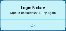 Tap OK on Login Failure message