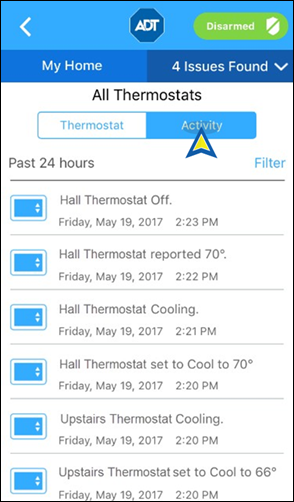 Thermostat Activity Screen